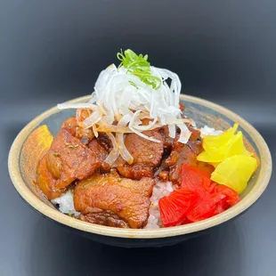Spicy pork belly bowl