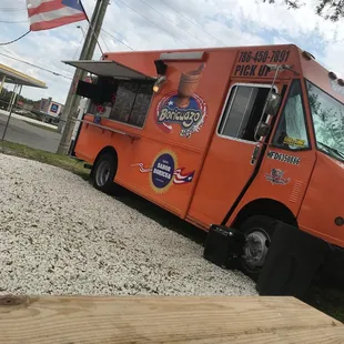 an orange food truck