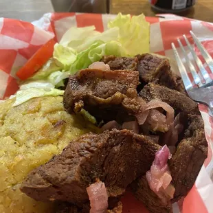 Carne frita with Mofongo