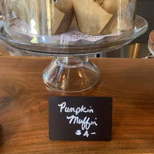 a display of pumpkin muffins