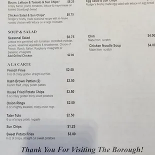 The Borough 2023 Fall Menu Continued