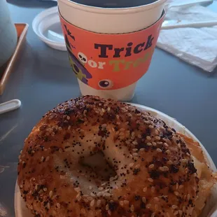 Turkey sausage everything Bagel sandwich