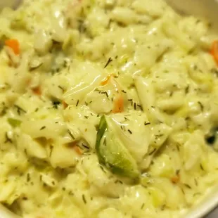 The creamy dill coleslaw.