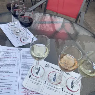 Wine flights on the patio
