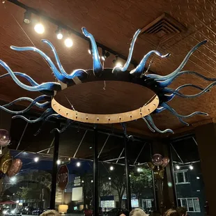 Loved the blown glass chandelier