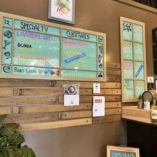 menus on the wall