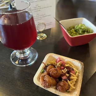 Chaat tots for the first course in Bottlehouse&apos;s monthly dinner and drink pairing