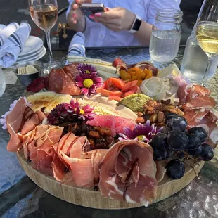 Large charcuterie board. So yummy!