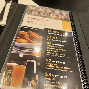 the menu for the restaurant