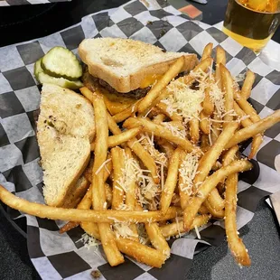 Sourdough Burger with Parmesan Fries