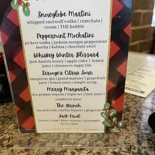 Seasonal Drink Menu