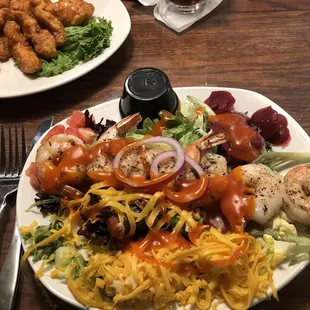 House salad with added shrimp