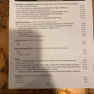 Supper menu