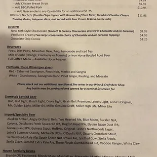 Backside of menu