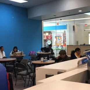 Adults can sit and wait at tables