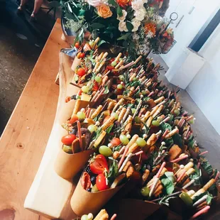 Single serving charcuterie cups for a wedding cocktail hour