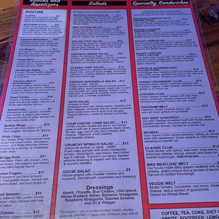 New menu, front, January 2022