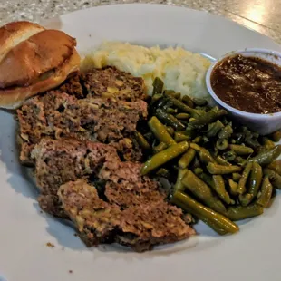 Meatloaf special with gravy on the side so I can smother the meat with ketchup