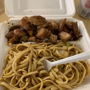 Bourbon chicken lo mien