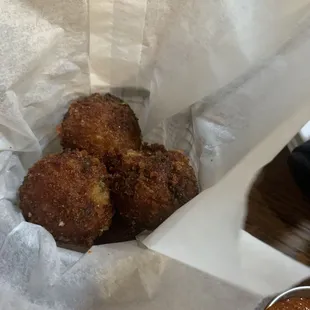 Green Chile cheese balls are spicy