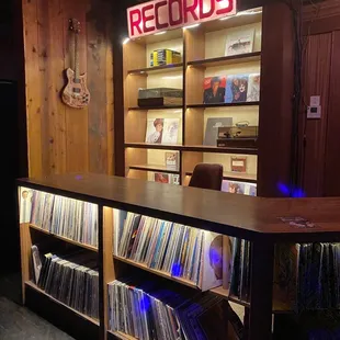 a record store with records on shelves