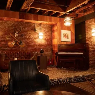 a piano in the background