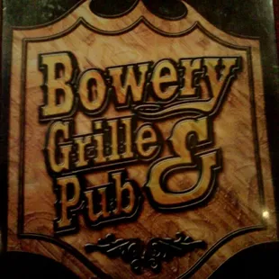 Front of menu