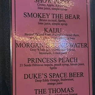 Cocktail Menu