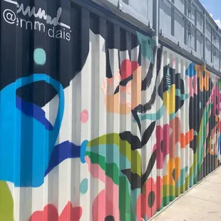 One of the murals on the shipping container