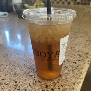 Large black peach iced tea