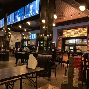 TVs and seating area