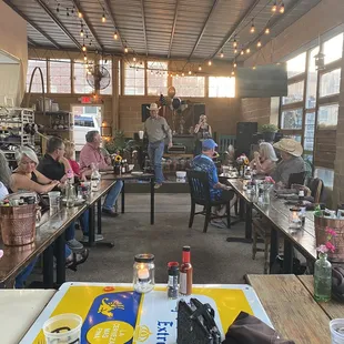 Tables set up perfectly for 22 guests.