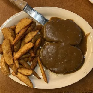 Meatloaf with steak fries