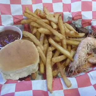 Nebraska Shrimp Company dinner with Brew City Fries. There was a collaboration that night and we had local shrimp, not their usual.