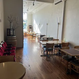 The back room away from the bar. Usually where the music sets up.