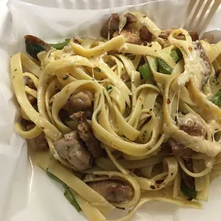 Very dry with no sauce and terrible tasting chicken.