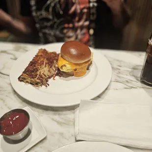 Breakfast Sandwich with hashbrowns.
