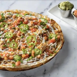 a pizza with various toppings