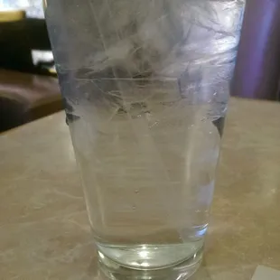 A real glass of ice water.