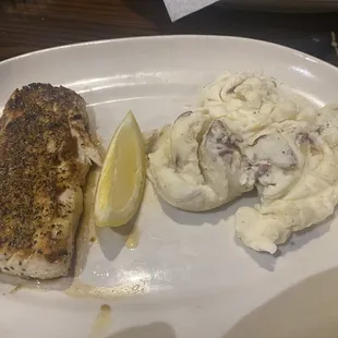 Lemon pepper mahi and smashed red potatoes