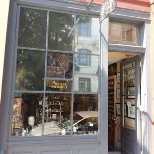 A tiny shop with chocolate  and collectibles.