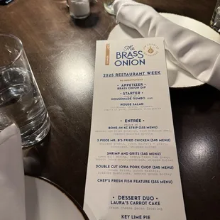 2025 Restaurant Week menu