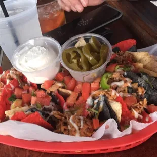 Loaded nachos with pork
