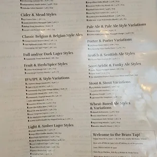 Beer menu.