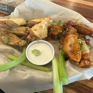 Lemon pepper and Korean BBQ wings