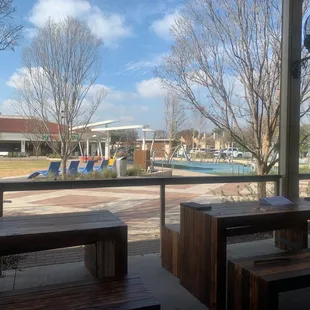 Outdoor playground area where you can send the kids and still keep an eye on them while you eat or enjoy a beer.