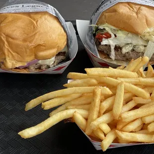 Bacon Burger, Blu Cheese Burger &amp; fries