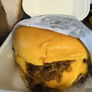 Cheddar burger loaded!