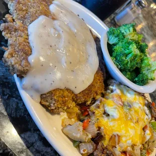 Chicken Fried Steak, Philly Fries, Seasonal Fresh Veggies