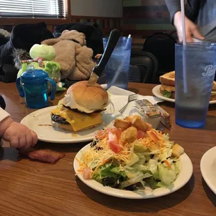 two plates of food on a table